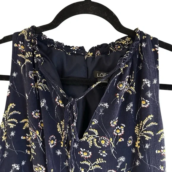 LOFT navy floral sleeveless romper jumpsuit spring summer cool breezy casual - Picture 4 of 12